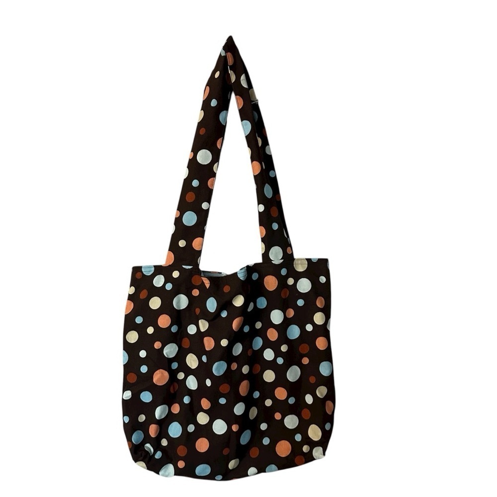 World Totes Women’s Brown Multicolor Polka Dot Canvas Bag Sz Large NWT